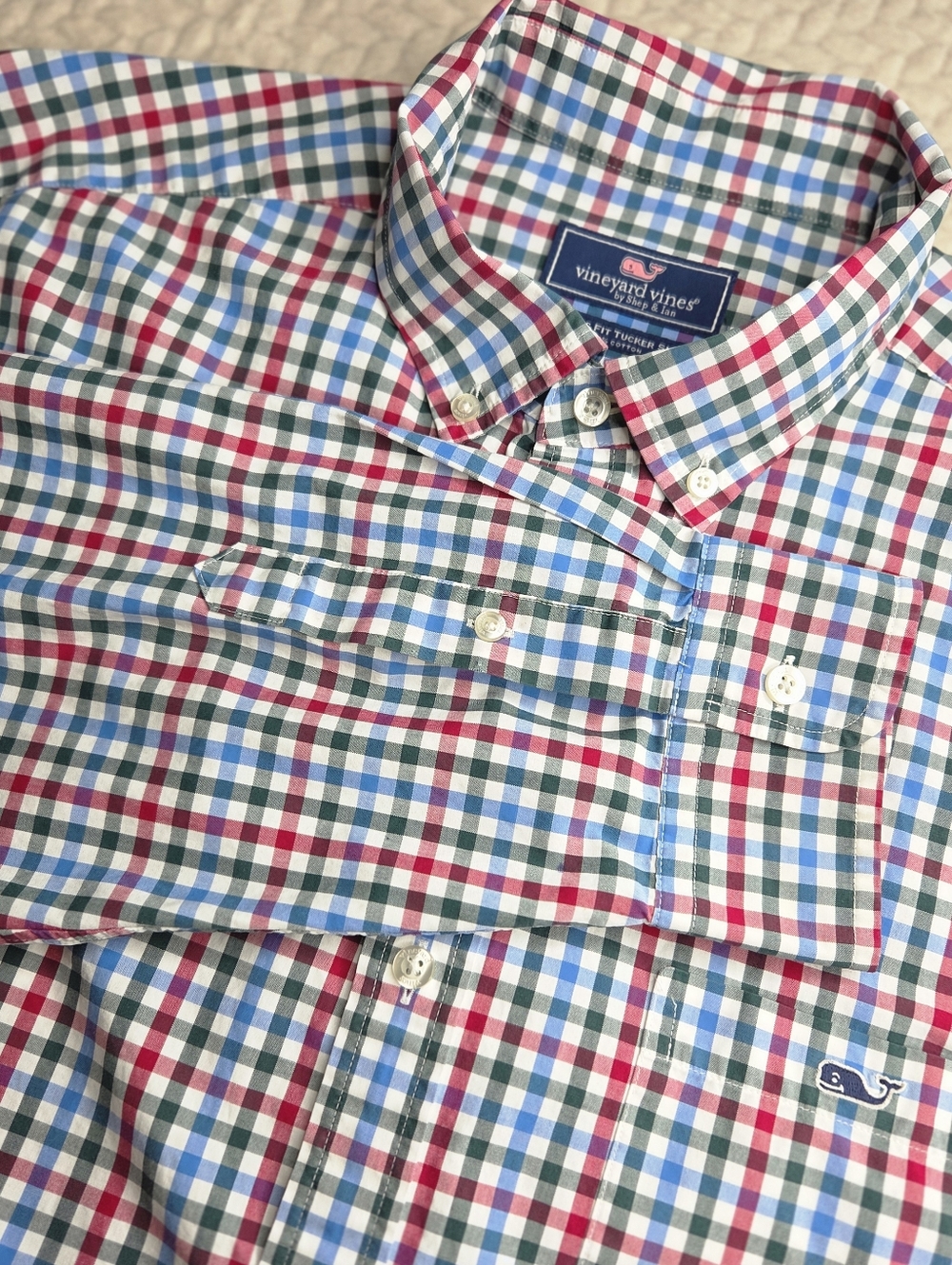 Vineyard Vines Mens XL Classic Fit Tucker Button-Down Multi Check Plaid LS